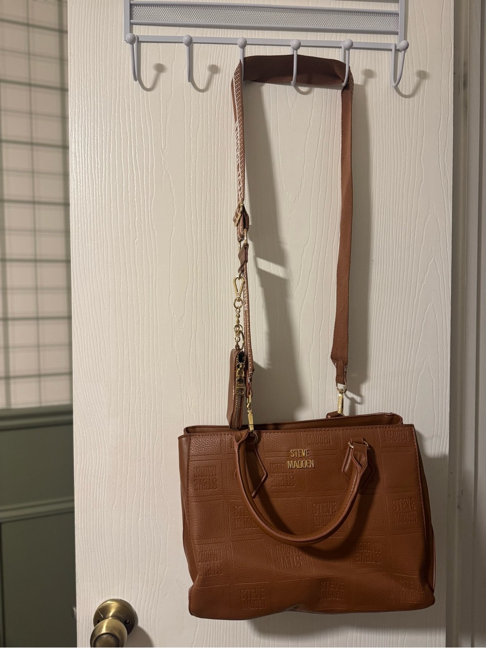 Steve Madden Cognac Brown Leather Shoulder Tote